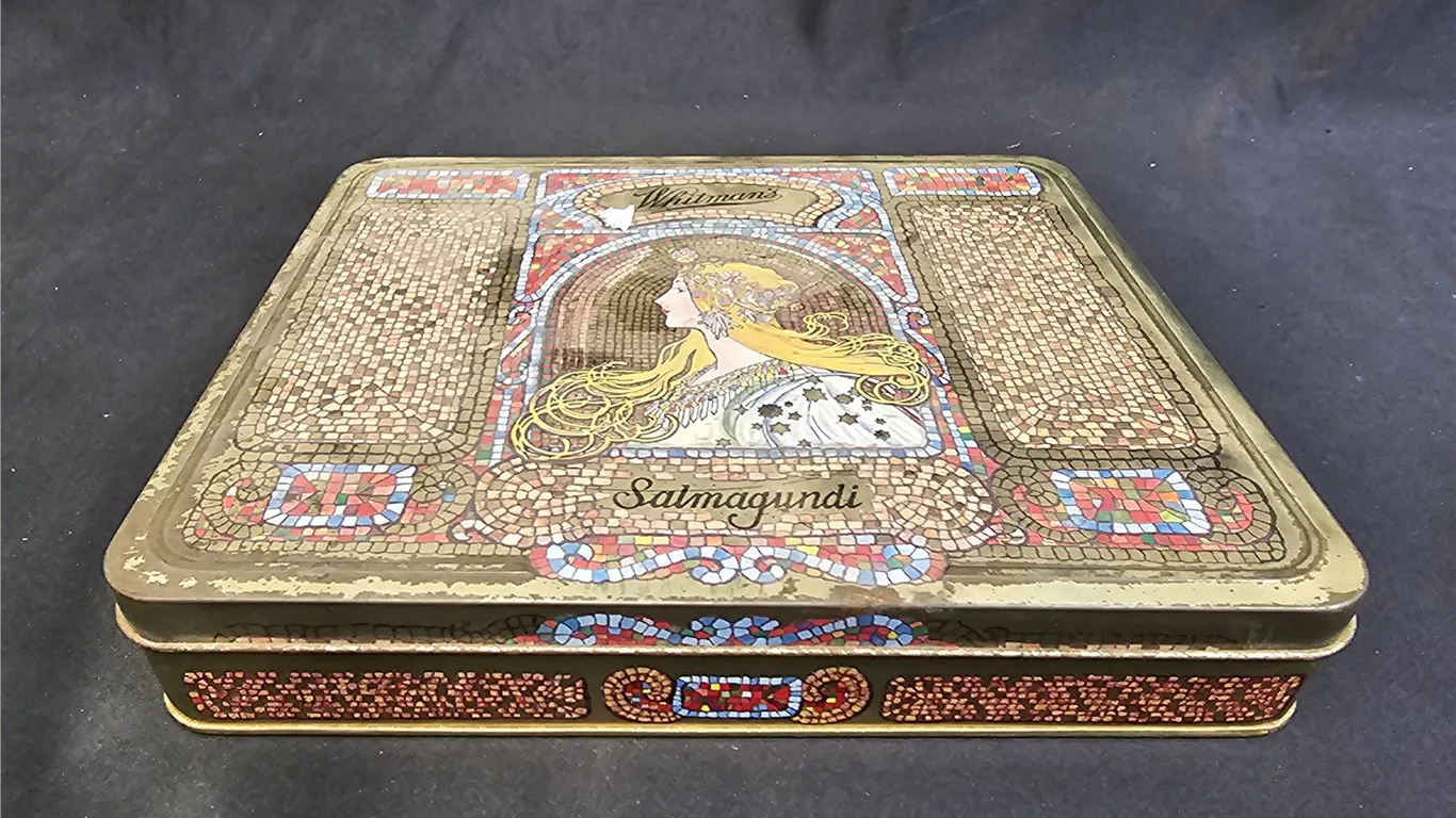 METAL WHITMAN'S SALMAGUNDI BOX OF ASSORTED FASHION JEWELRY
