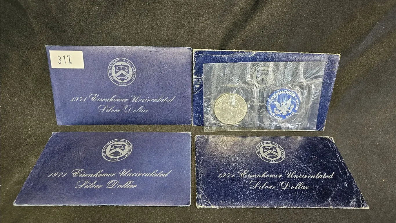 4 US 1971 EISENHOWER UNCIRCULATED 40% SILVER DOLLARS