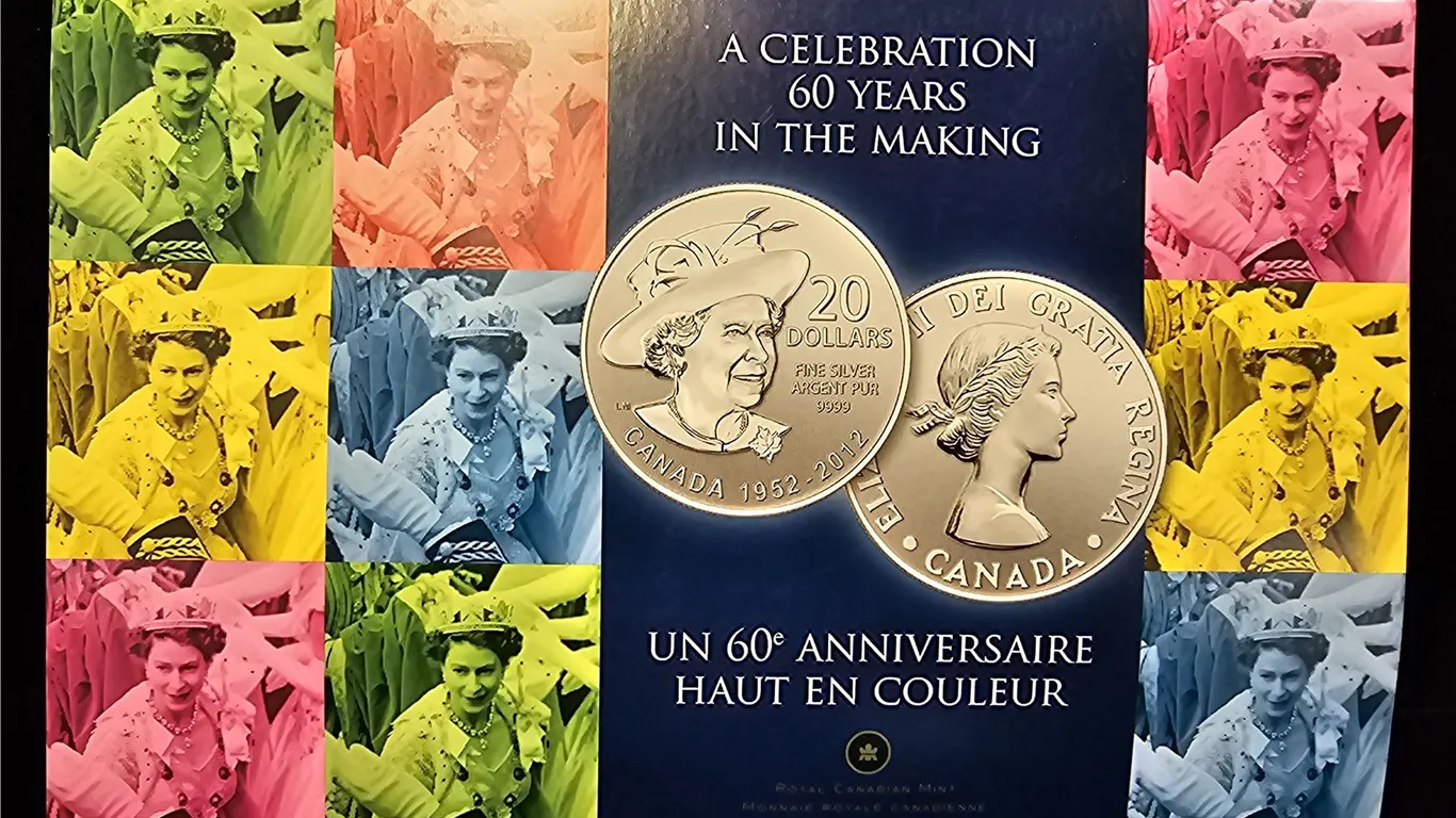 THREE 2012 CAD 7.96G .9999 SILVER $20 DIAMOND JUBILEE OF QUEEN ELIZABETH II COMMEMORATIVE COINS