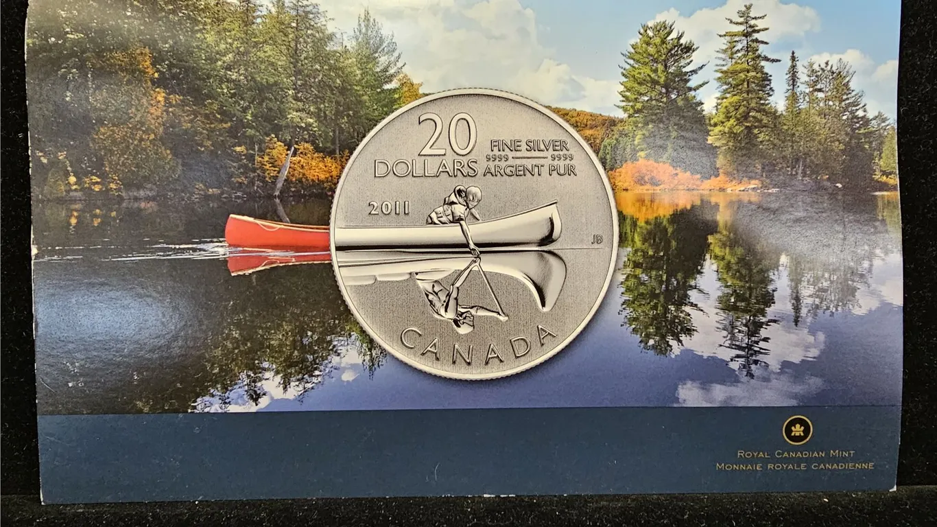 THREE 2011 CAD 7.96G .9999 FINE SILVER $20 CANOE COINS