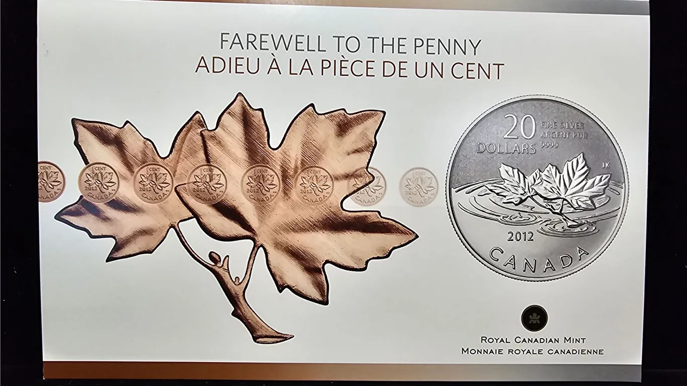 2012 CAD 7.96 .9999 FINE SILVER FAREWELL TO THE PENNY $20 COIN