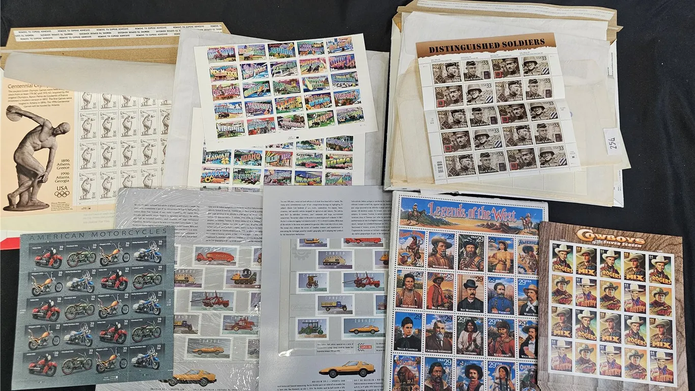 ASSTD. VTG. US & CAD STAMPS (MOSTLY US): DISTINGUISED SOLDIERS, MOTORCYCLE, CARS & MORE