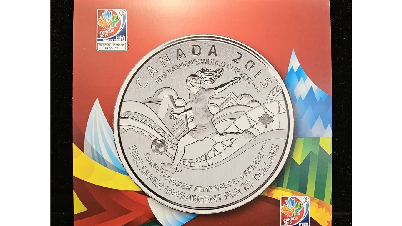 2015 CAD 7.96G .9999 FINE SILVER $20 FIFA WOMEN'S WORLD CUP COIN