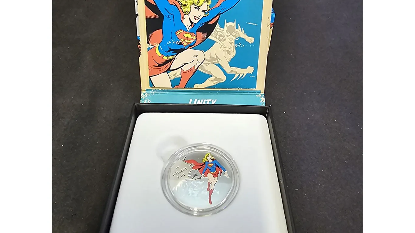 2015 CAD 15.87G .9999 FINE SILVER $10 DC COMICS ORIGINALS UNITY COIN IN DISPLAY BOX