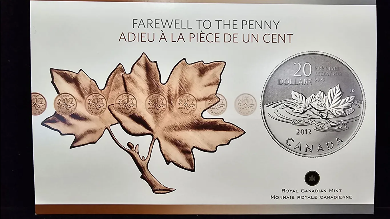 2012 CAD 7.96 .9999 FINE SILVER FAREWELL TO THE PENNY $20 COIN