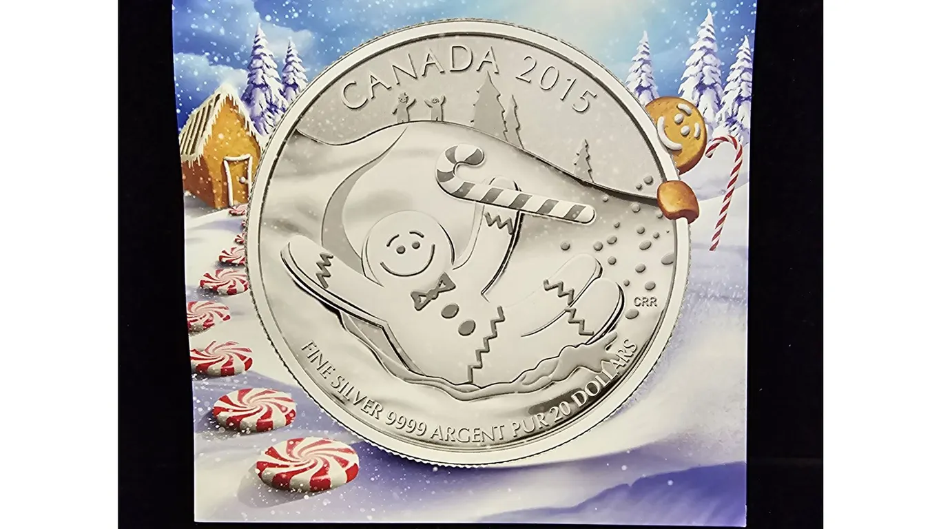 2015 CAD 7.96G .9999 FINE SILVER $20 GINGERBREAD MAN COIN