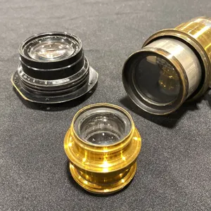GROUP OF 3 OLD CAMERA LENSES - PETZVAL AND TESSAR