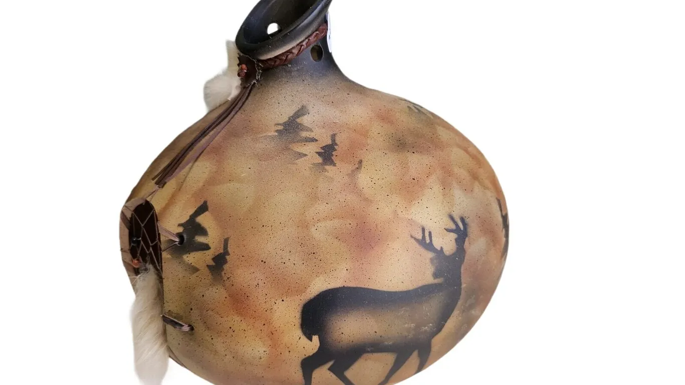 Southwestern Painted Pottery Vessel with Dreamcatcher, 13 in.
