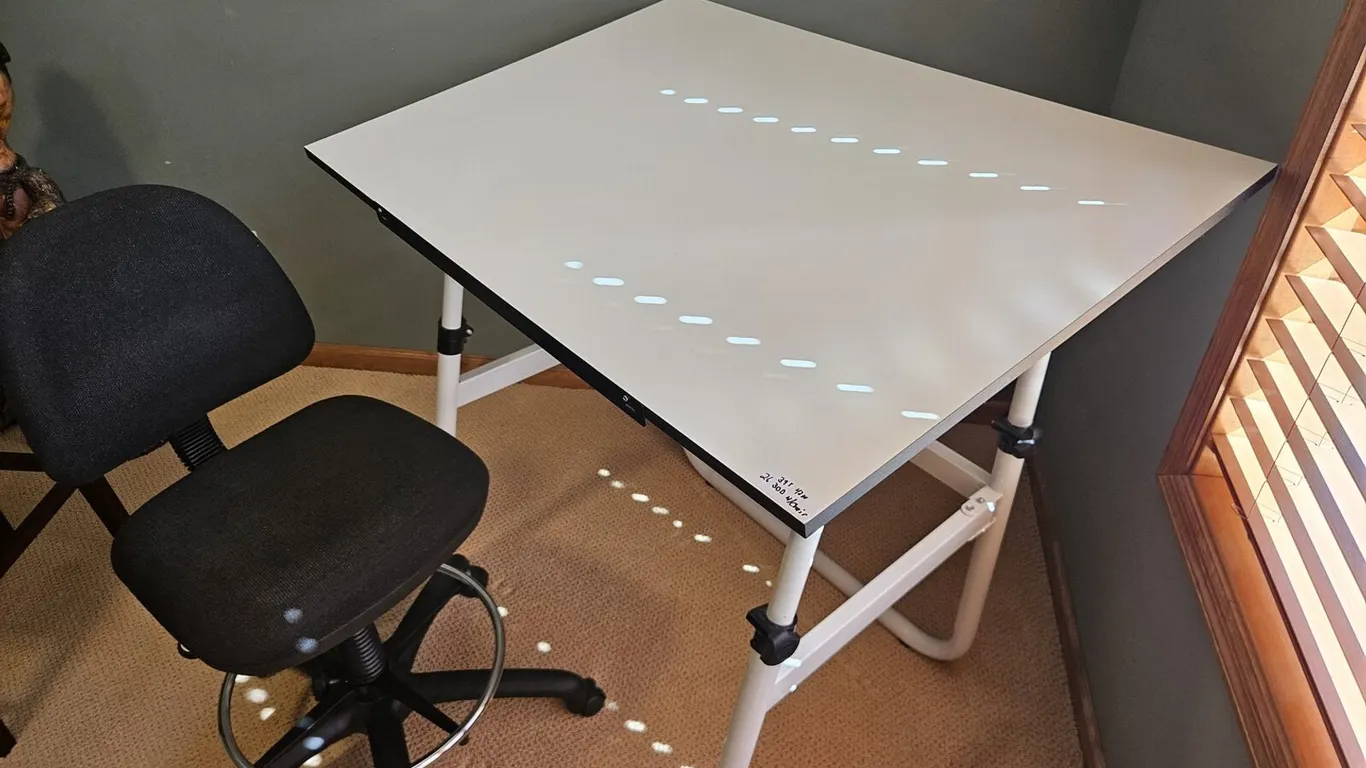 Adjustable Drafting Table with Black Drafting Stool