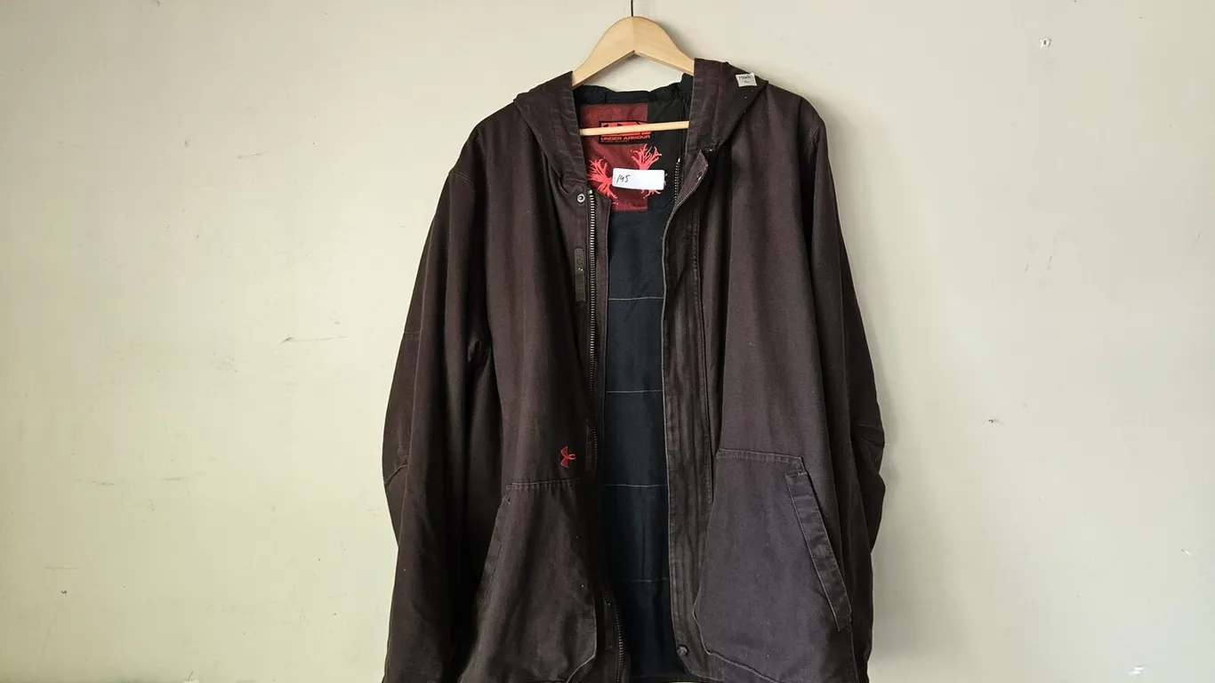 Under Armour brown hooded canvas jacket, men's XL