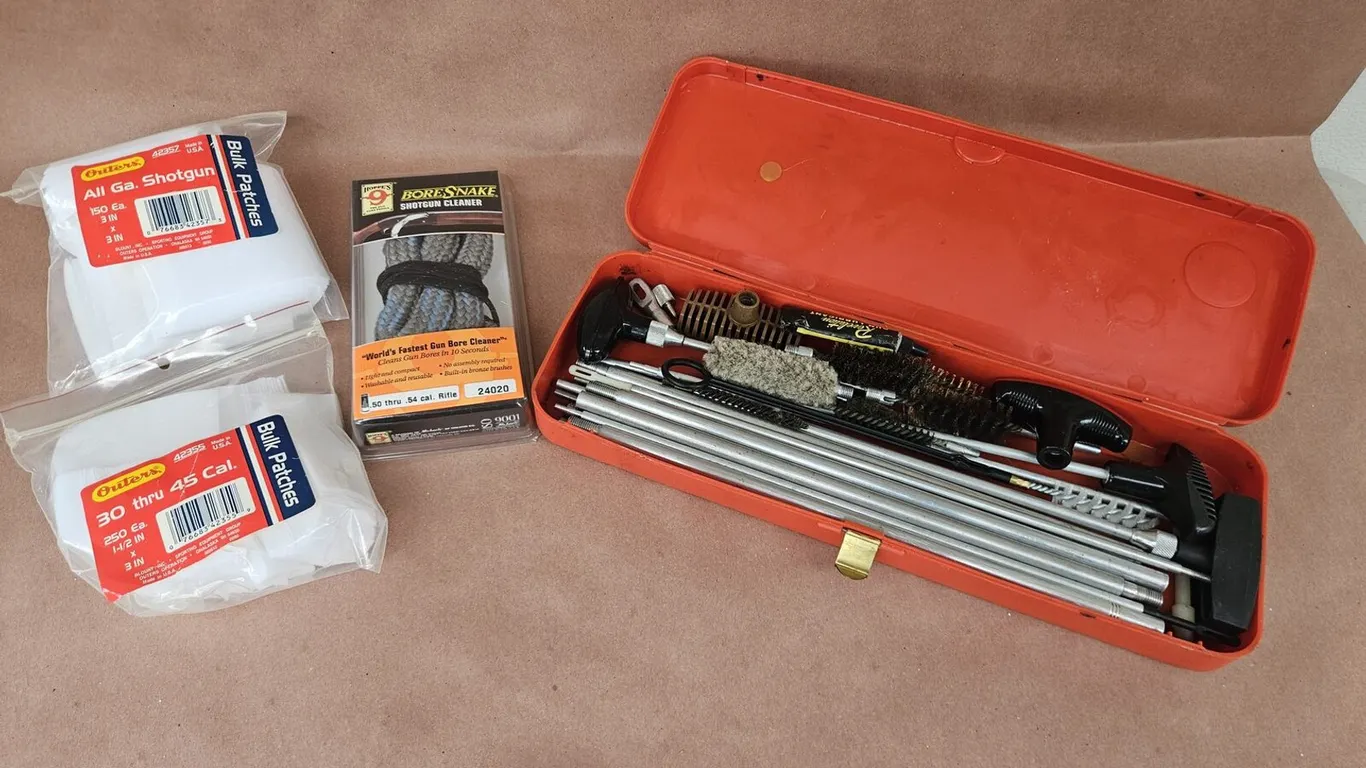 Outers Bulk Patches, Hoppe's BoreSnake and Cleaning Rod Kit