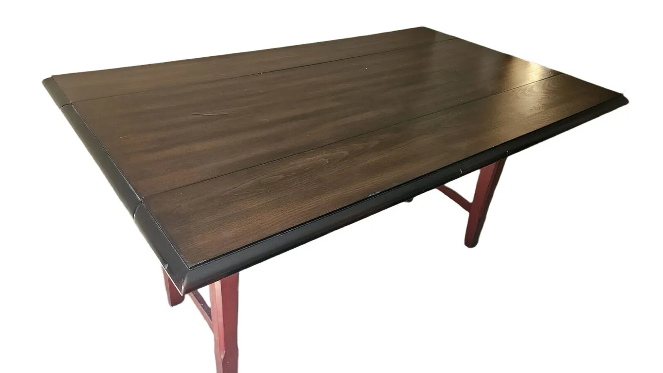 Pier 1 Imports Drop-Leaf Table, Red Trestle Base, 60 x 21 in