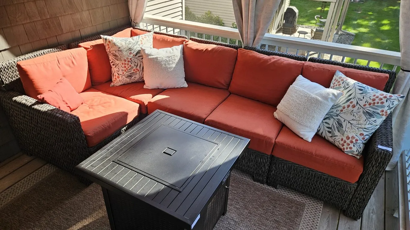 Hampton Bay Resin Wicker Outdoor Sectional with Chaise and Cushions