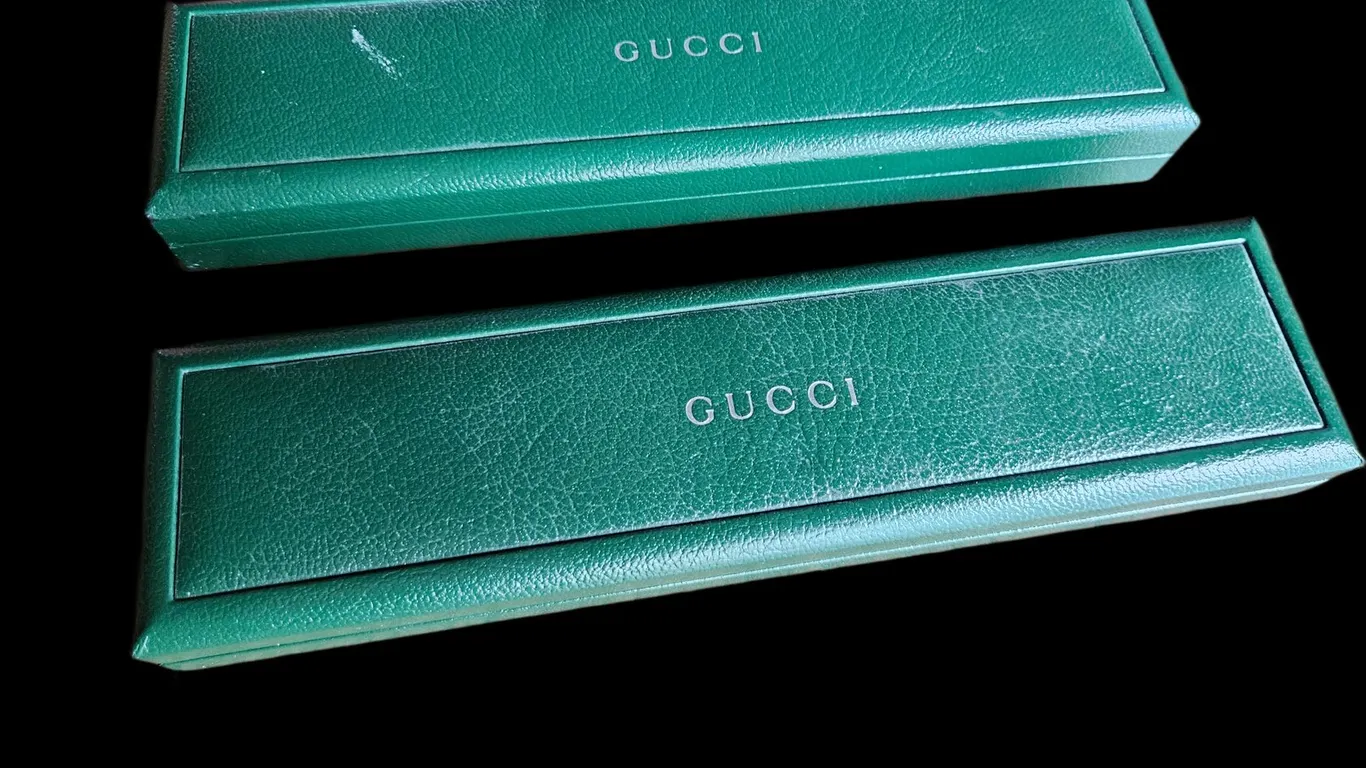 Pair of Gucci 3000.2 Gold-Tone Watches with Boxes