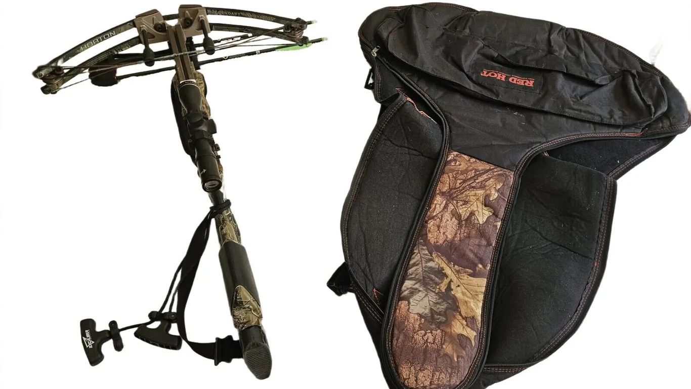 Horton Camo Crossbow, Scope, Quiver, Bolts and Red Hot Case