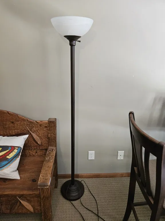 Bronze-Finish Torchiere Floor Lamp, Glass Bowl Shade, 72 in.