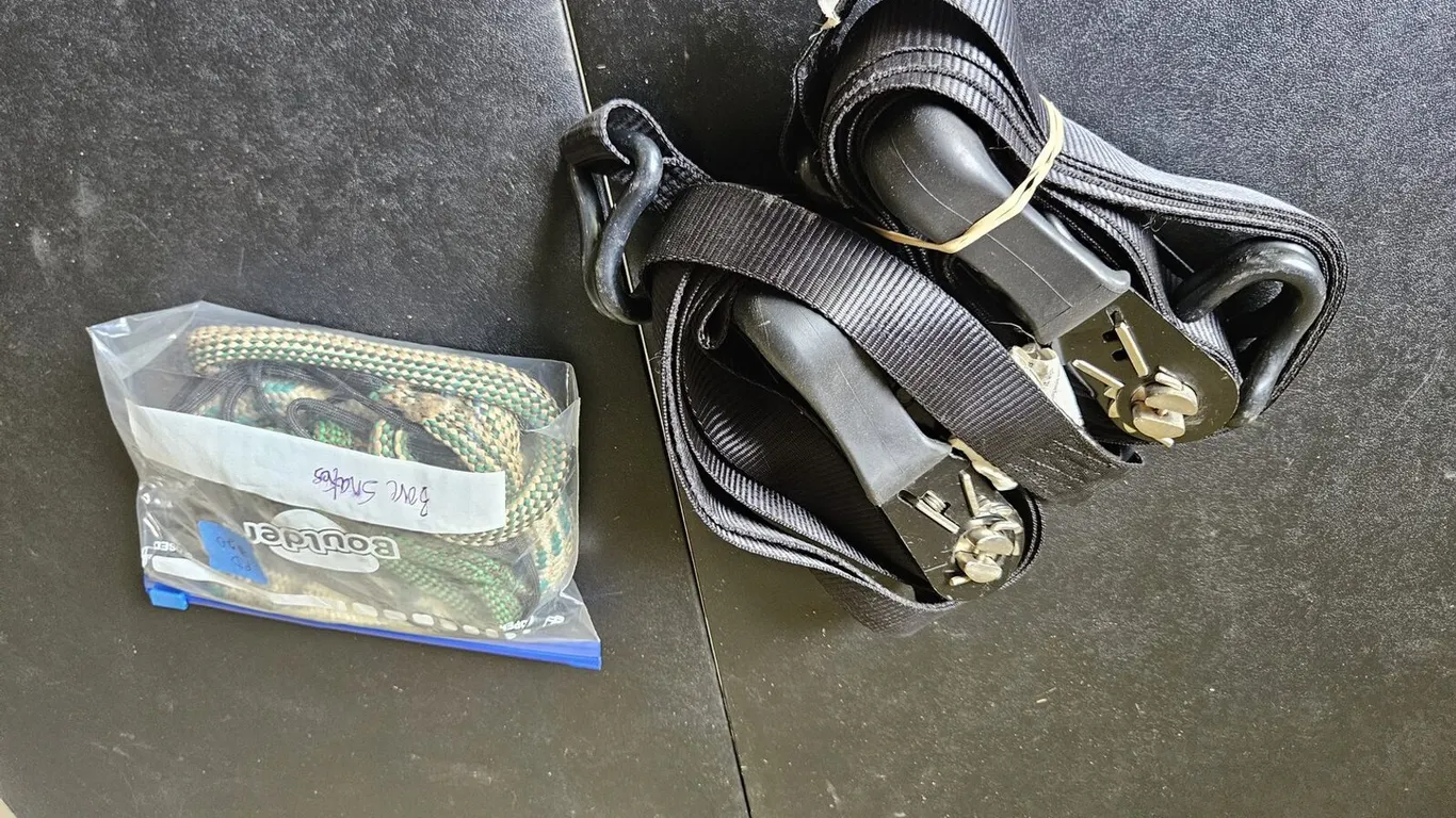 Rhino USA ratchet tie-down straps with bore snake cleaning ropes