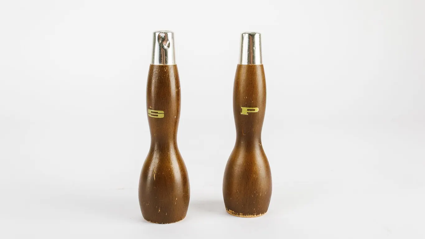 Set of Vintage MCM Wooden Salt and Pepper Shakers