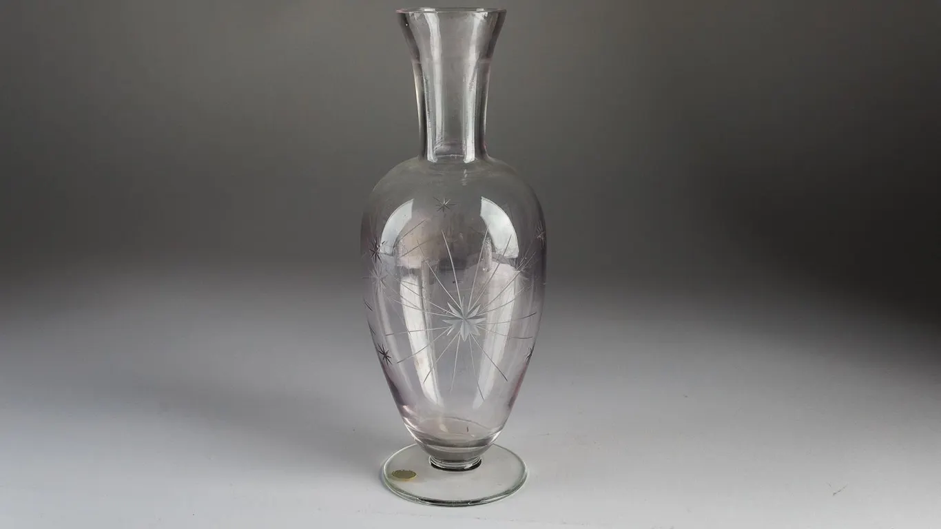 Bohemian Cut Glass Starburst Vase