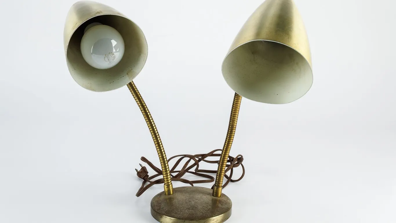 Vintage MCM Double Gooseneck Table Lamp