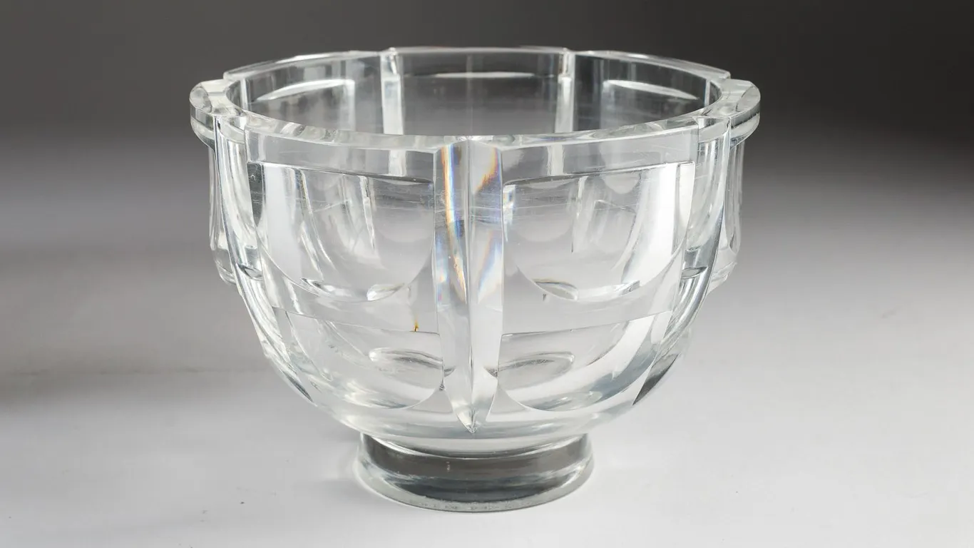 Steuben Fine Crystal Heavy Cut Pedestal Bowl