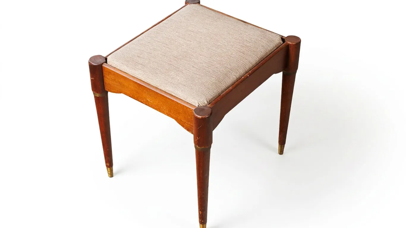 Vintage MCM Stool with Cushioned Seat