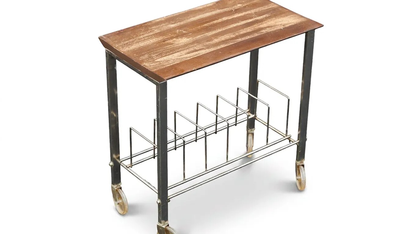 Vintage MCM Vinyl Record Cart