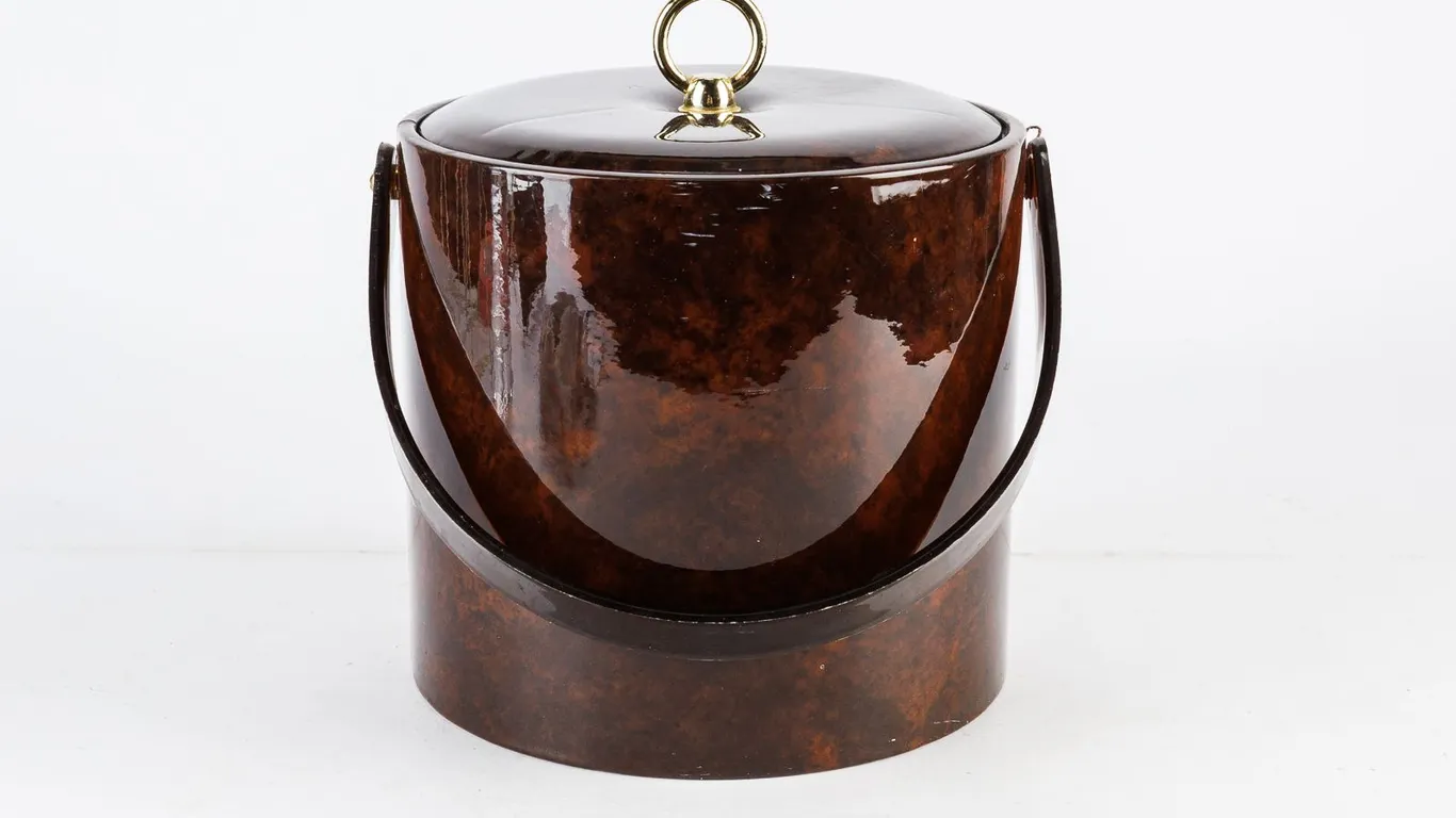 Vintage MCM Georges Briard Tortoiseshell Ice Bucket