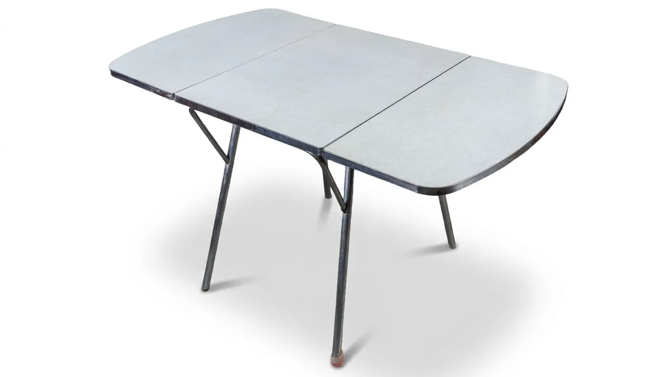 Vintage Mid-Century Gray Formica Drop Leaf Dining Table