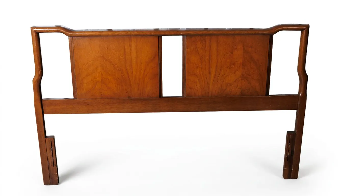 Vintage MCM Sculptural Walnut Headboard
