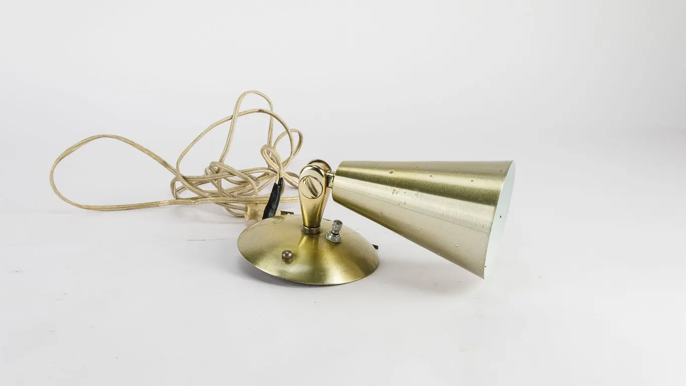 Vintage Mid-Century Brushed Gold Desk Light Fixture