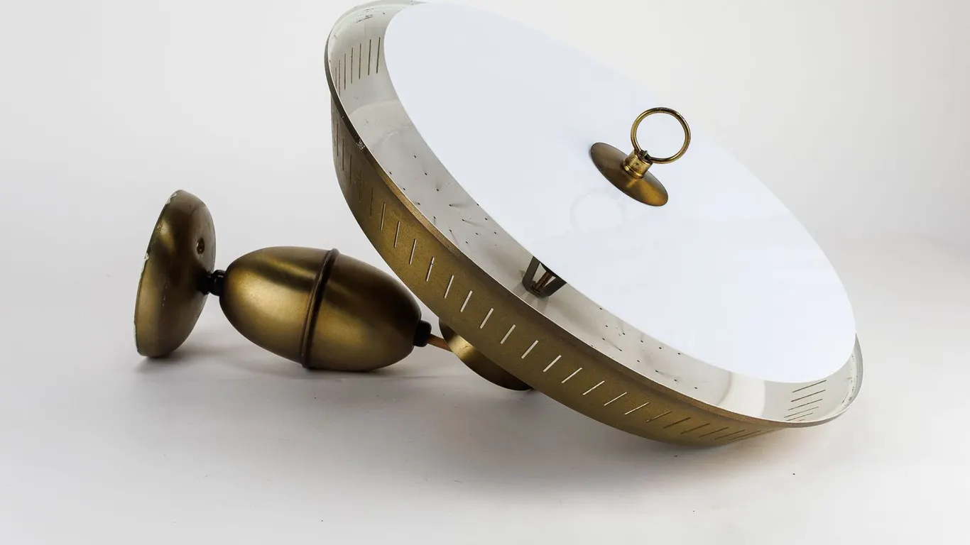 Vintage Mid-Century Brass Hanging Light Fixture