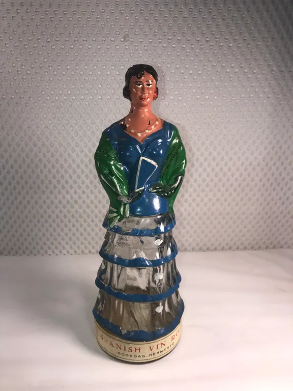 Vintage Hand Painted Figural Spanish Decanter