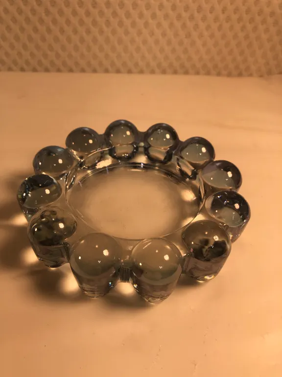 Vintage Aqua Bubble Glass Ashtray