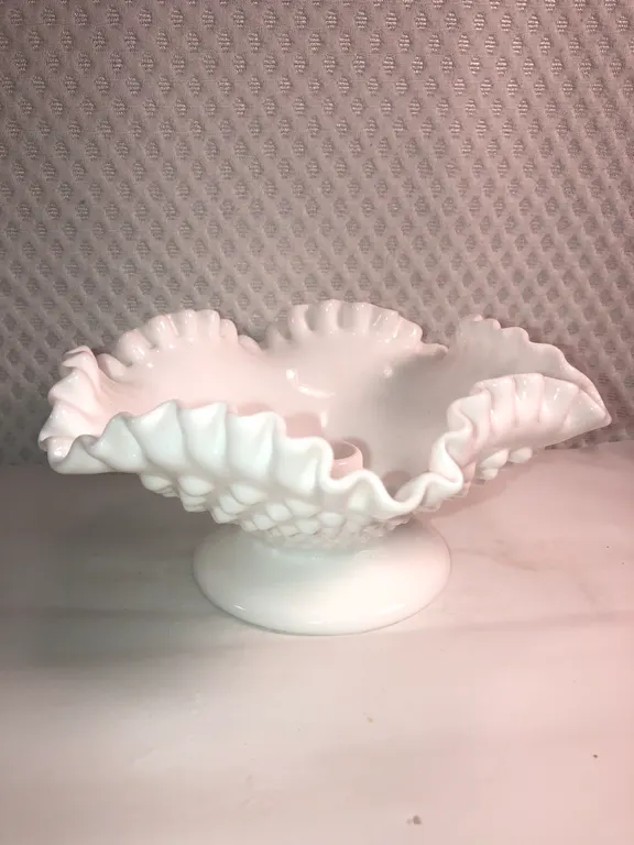 Fenton Hobnail Milkglass Candle Holder Bowl