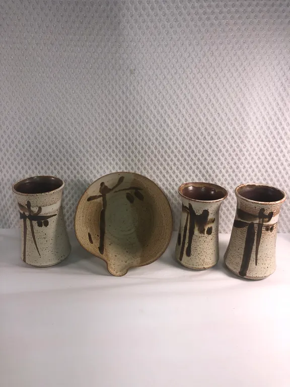 MCM Speckled Stonware Pottery Pieces