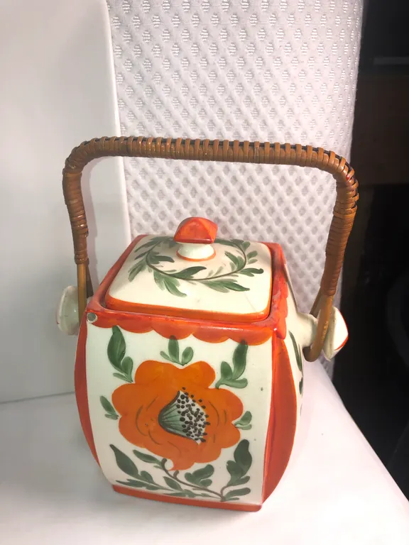 Vintage Czechoslovakia Biscuit Jar and Large Modern serving Platter