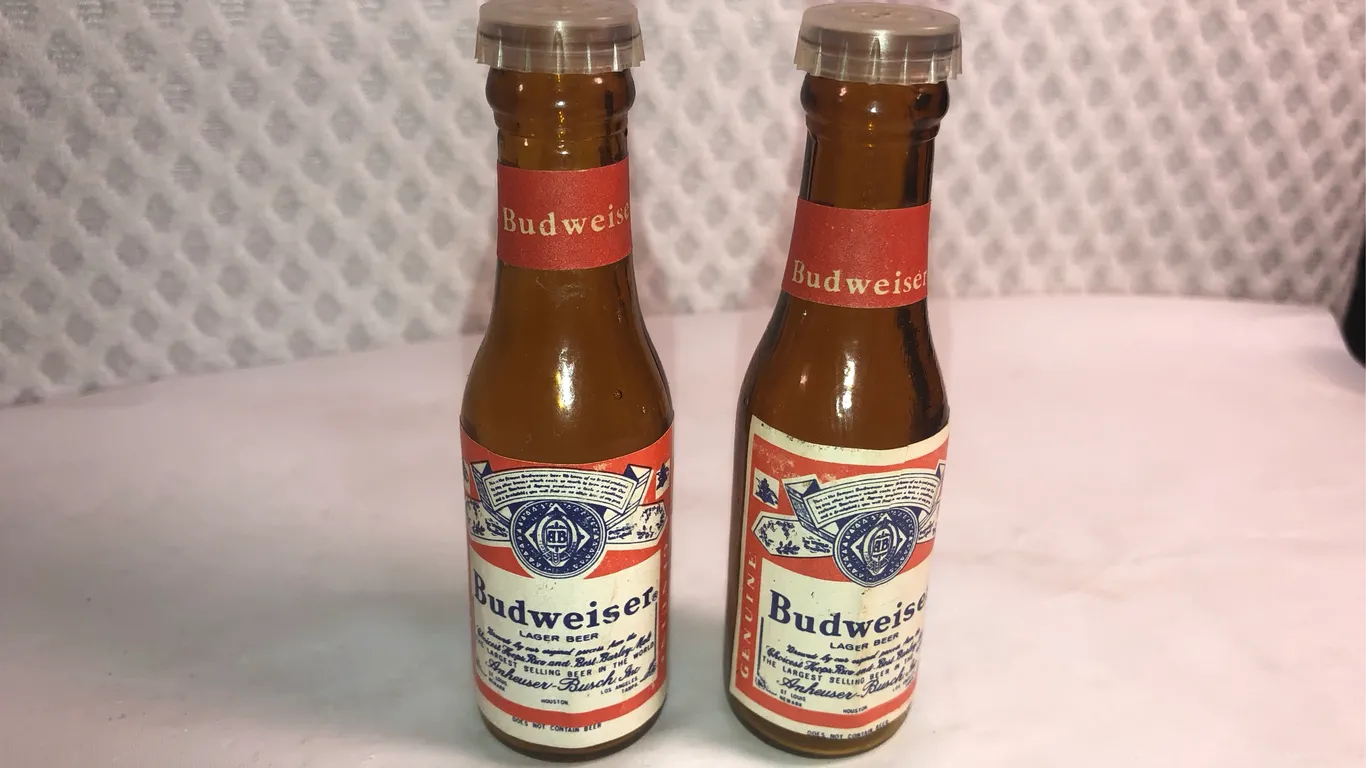 Vintage Glass Beer Bottle Salt and Pepper Shakers