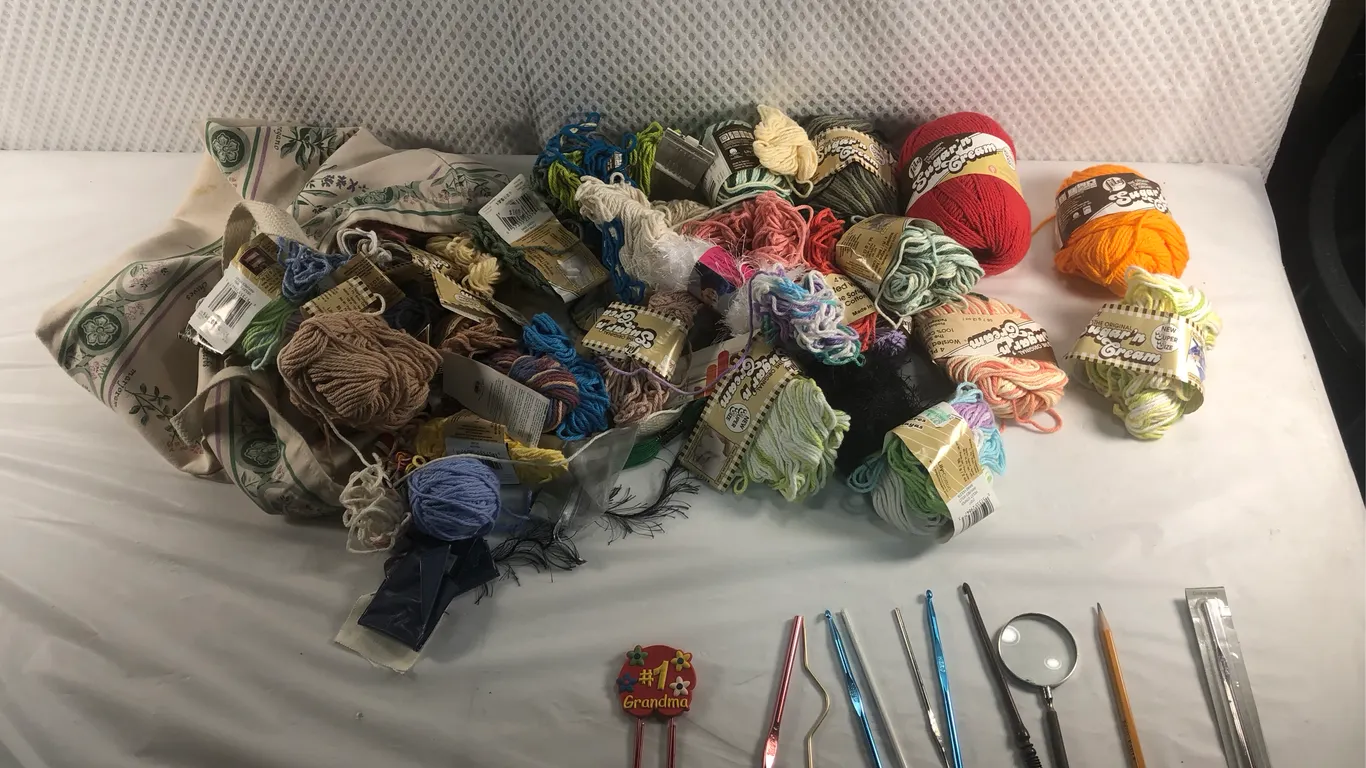 Awesome Vintage Yarn Assortment with Tools