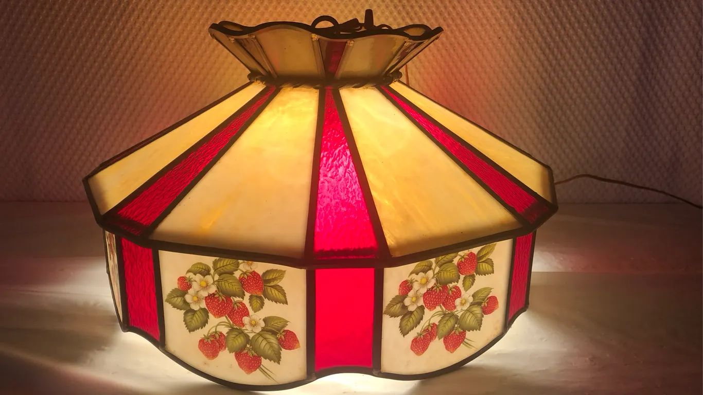 Vintage Tiffany Style Stained Glass Chandelier