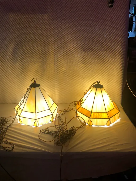 Vintage Tiffany Style Chandelier Pair