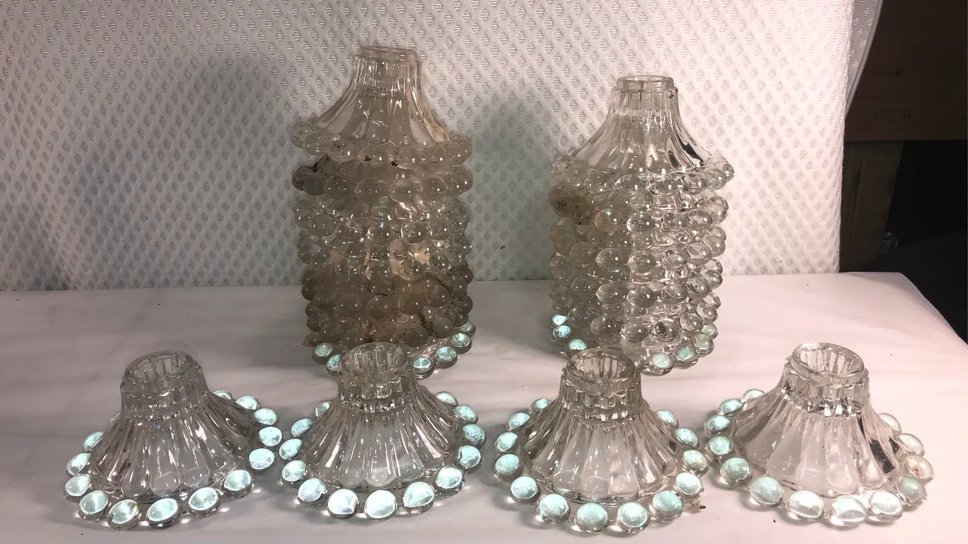 Vintage Anchor Hocking Berwick Boopie Clear Glass Candle Holders