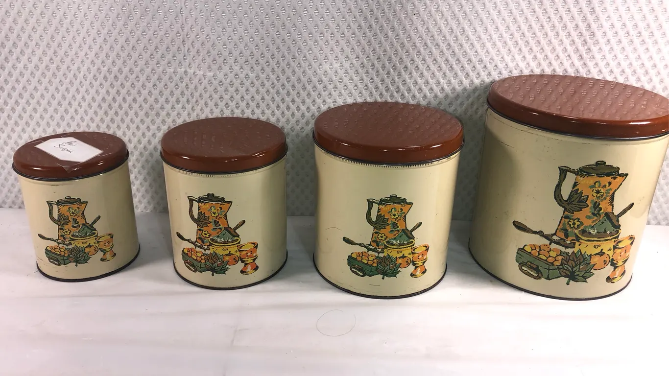 Vintage Decoware Embossed Metal Canister Set Made in USA