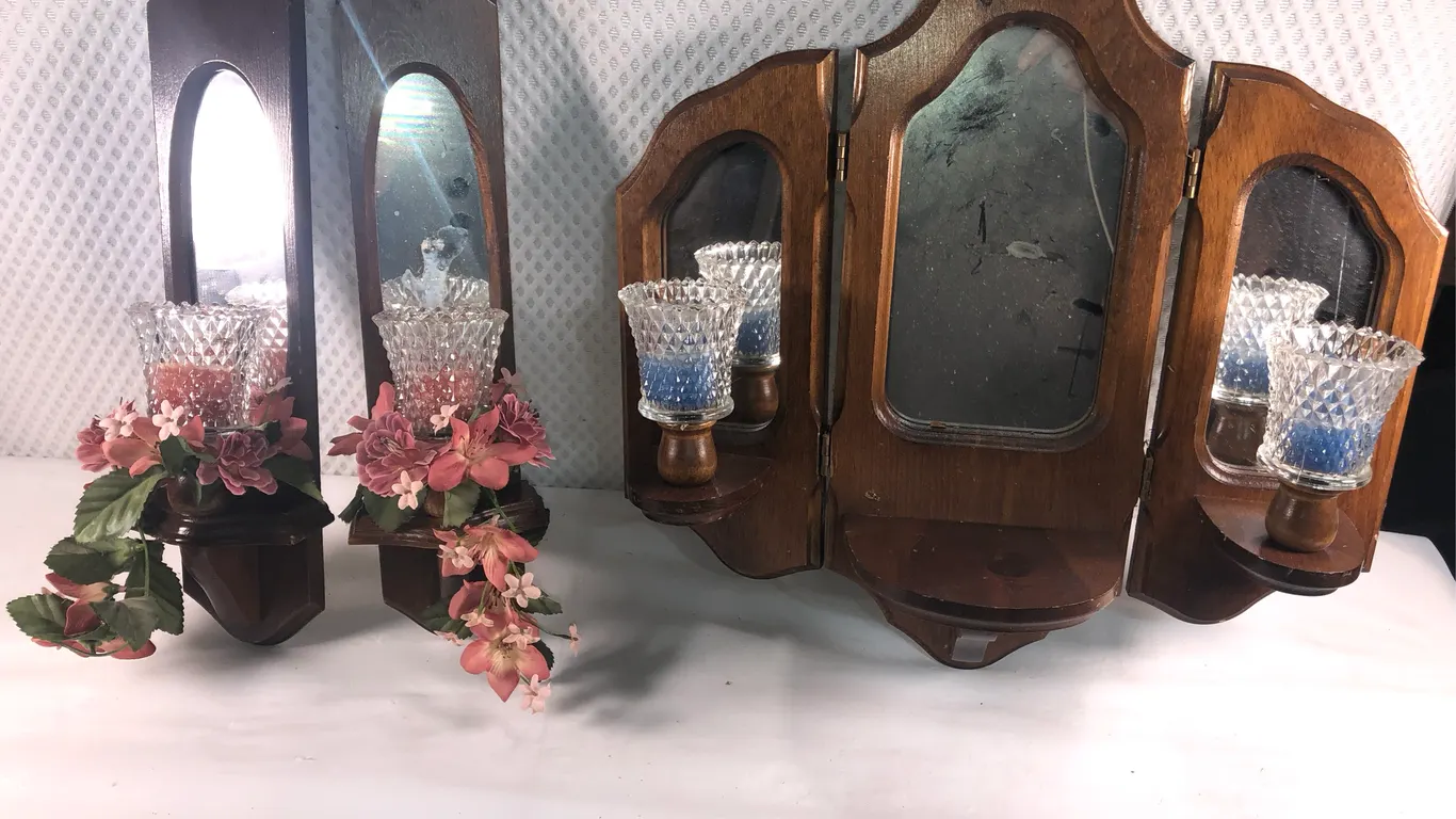 Vintage Mirrored Back Candle Holders