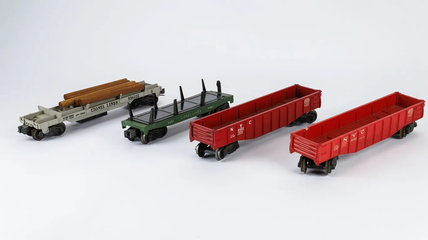 Vintage Lionel O Gauge Gondola and Flat Bed Train Cars
