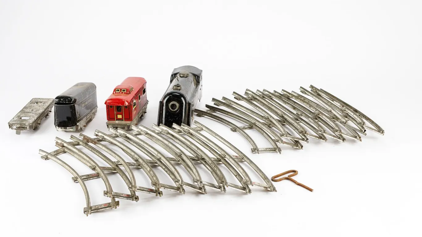 Vintage Marx Tinplate Train Locomotive and Caboose