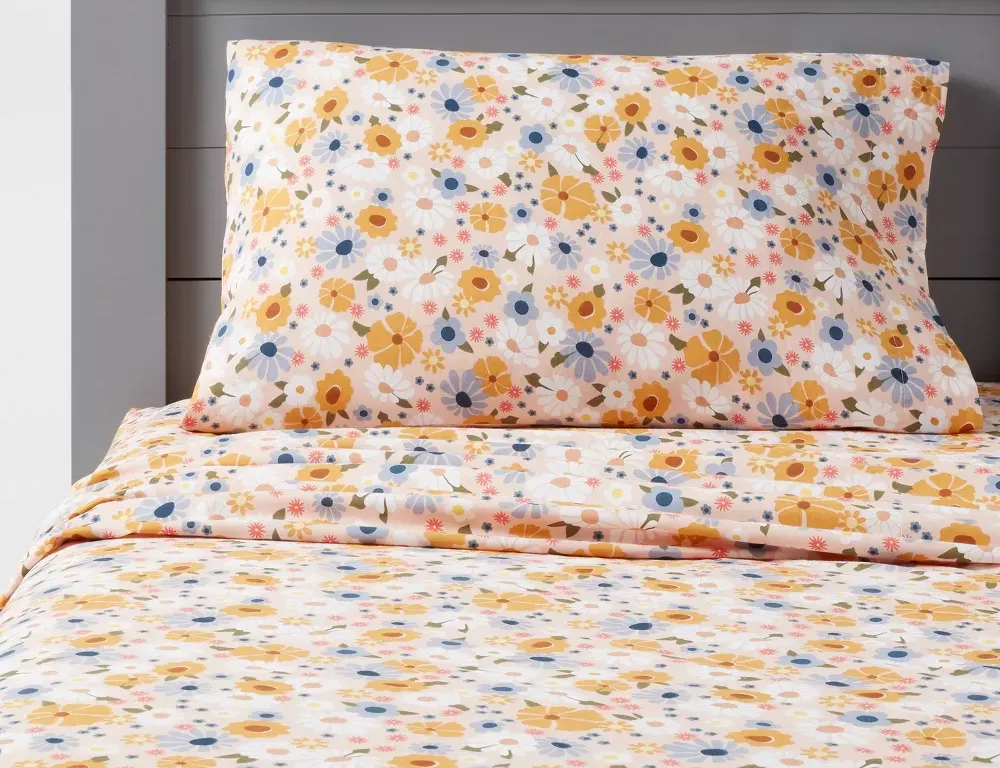 *NEW* Pillowfort Twin Vintage Floral Print Cotton Kids' Sheet Set