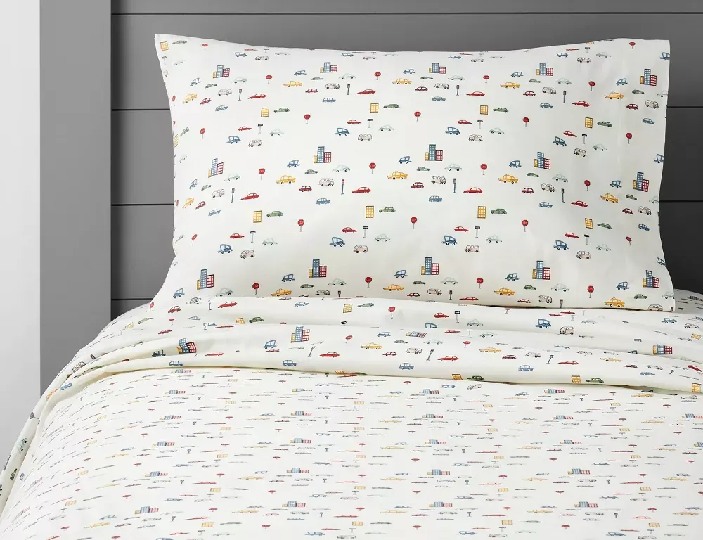 *APPEARS NEW* Pillowfort Twin City Cars Cotton Kids' Sheet Set