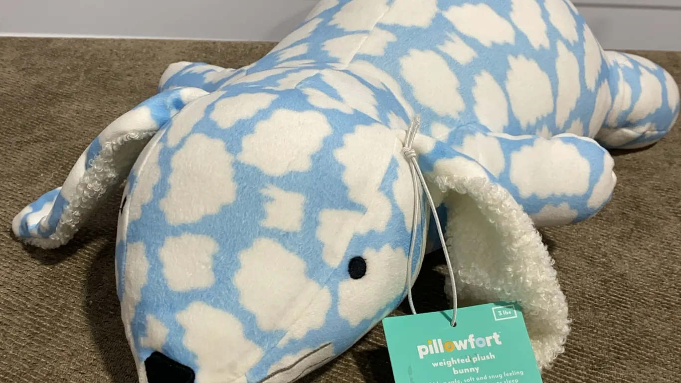 *NEW* Pillow Fort Weighted Bunny Rabbit Blue/White Clouds