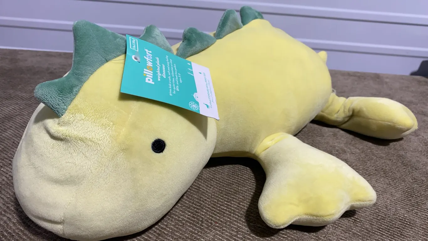 *NEW* Pillowfort Dinosaur Weighted Plush Kids' Throw Pillow - Yellow